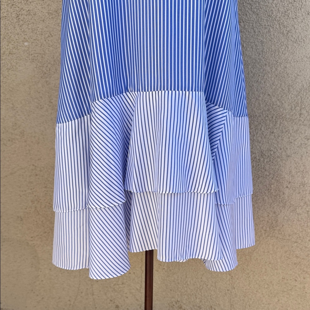 NWT J. Crew Asymmetrical Blue and White Striped Dress - Picture 4 of 9